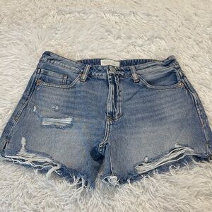 Dear John IVY HIGH RISE Light Blue Distressed Jean Shorts WOMENS SIZE 28 waist